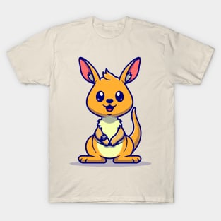 Cute Kangaroo Wearing Watch Cartoon T-Shirt